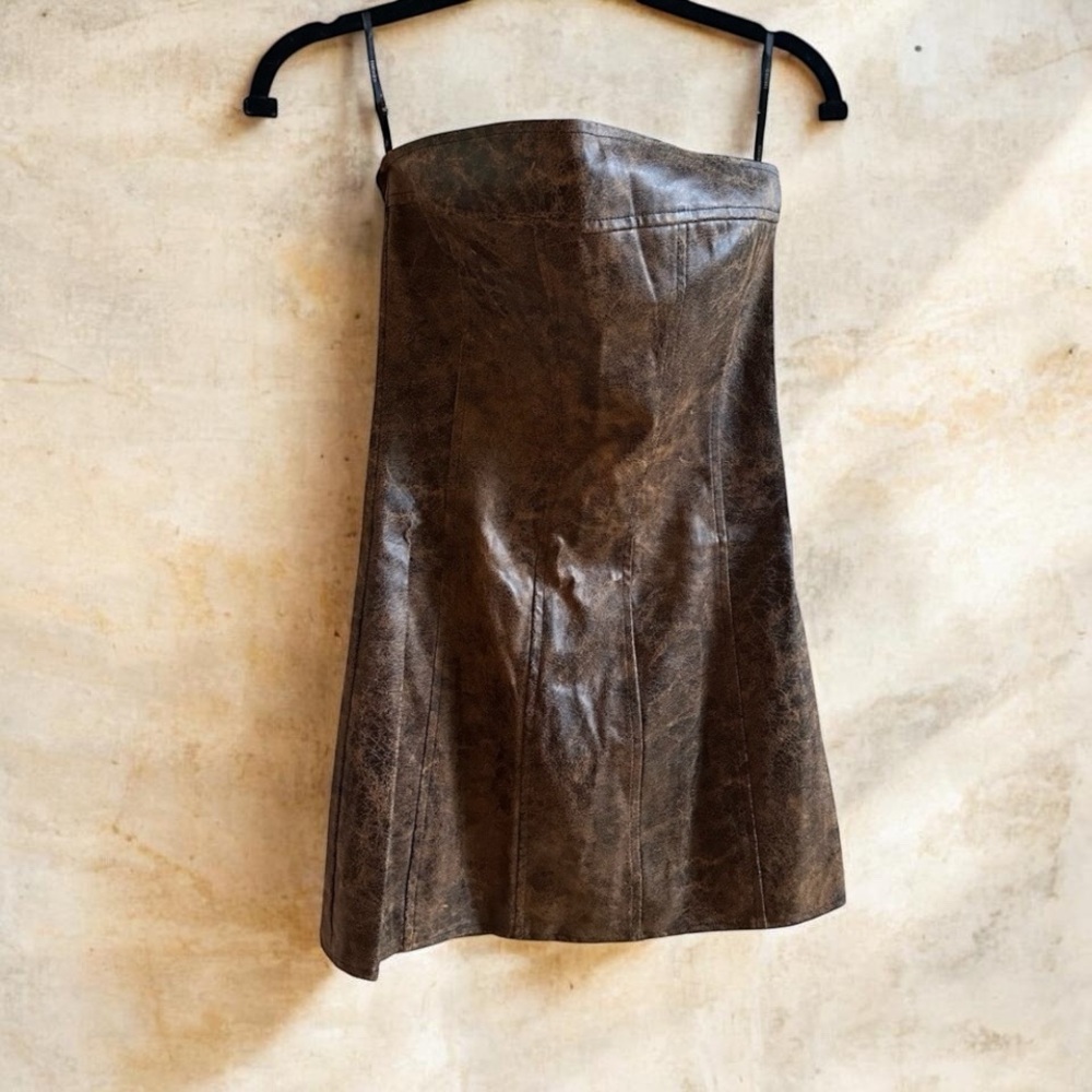 Forever 21 Distressed faux leather mini dress